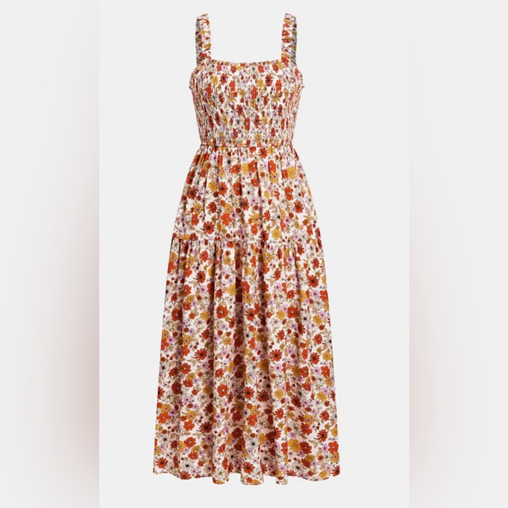 Cupshe Floral Maxi Dress - White and Orange - Picture 9 of 9